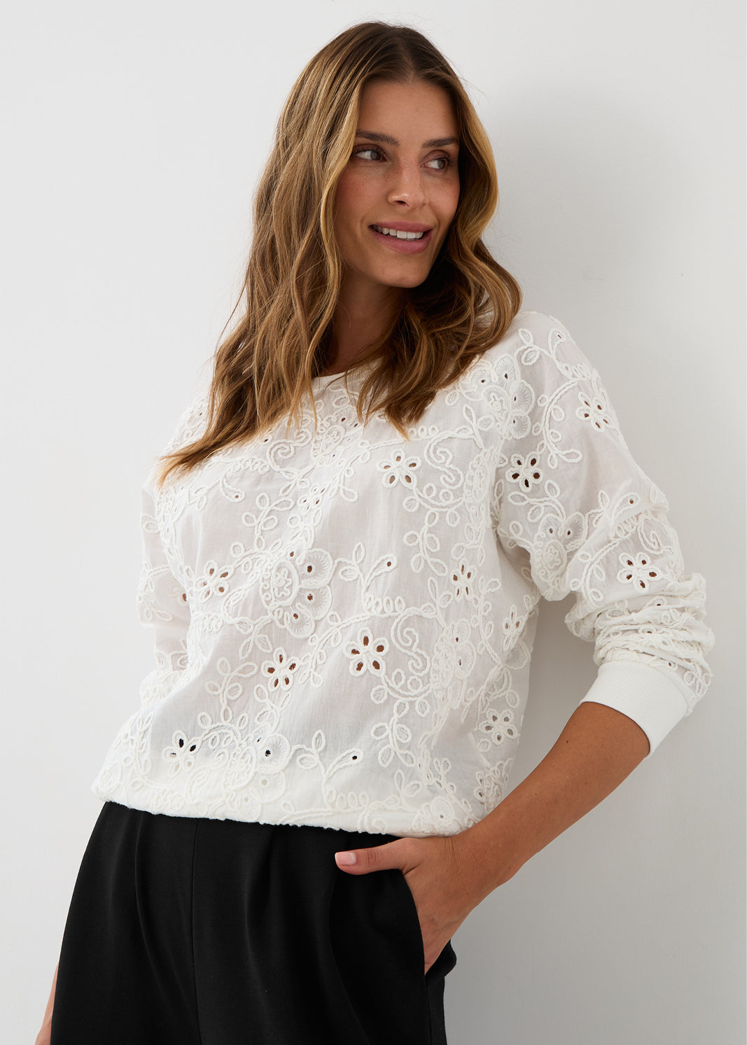 Sweatshirt LUCY IN THE SKY richelieu white embroidery