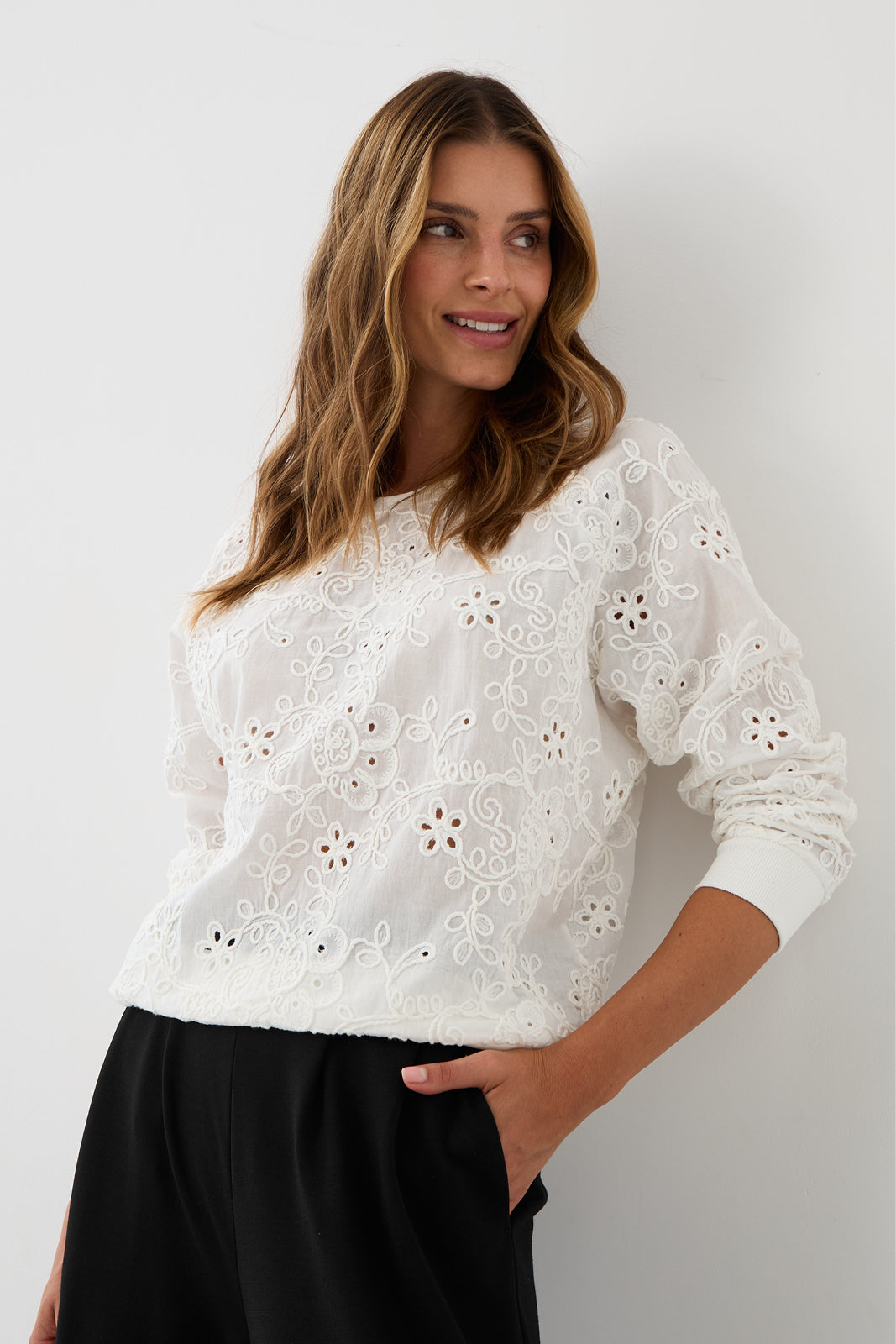 Sweatshirt LUCY IN THE SKY richelieu white embroidery