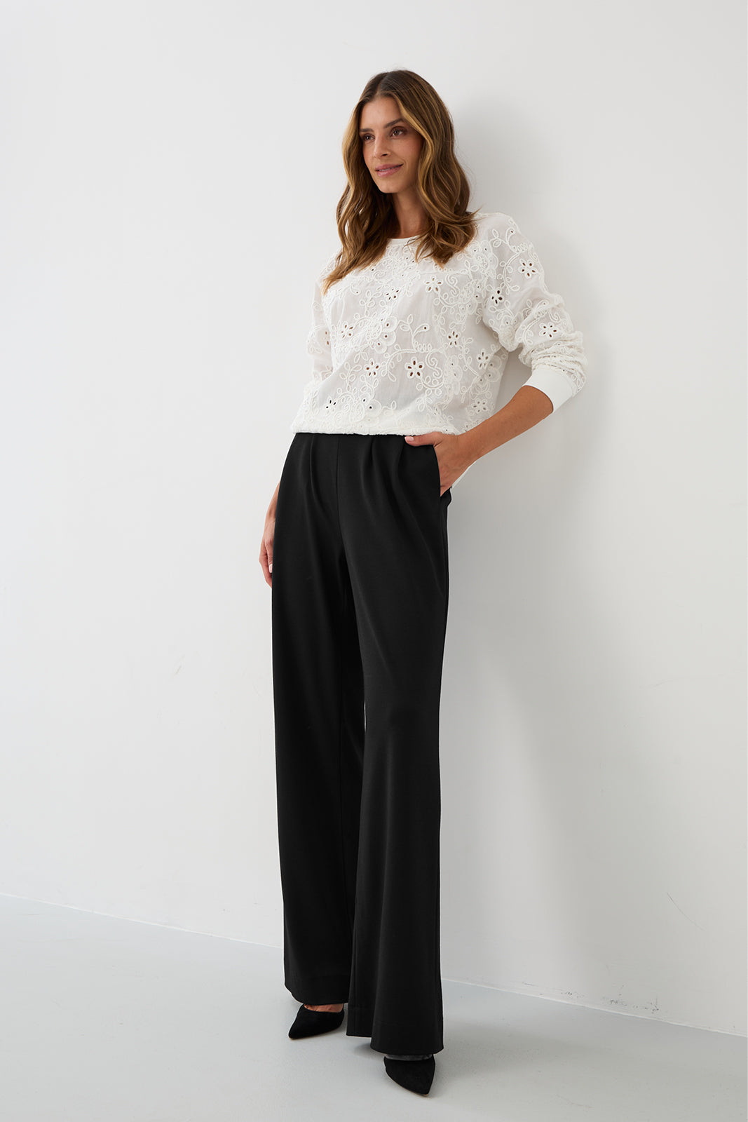 Sweatshirt LUCY IN THE SKY richelieu white embroidery