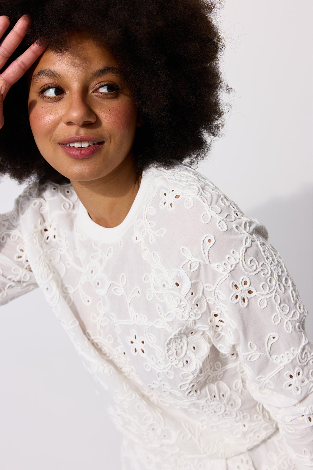 Sweatshirt LUCY IN THE SKY richelieu white embroidery