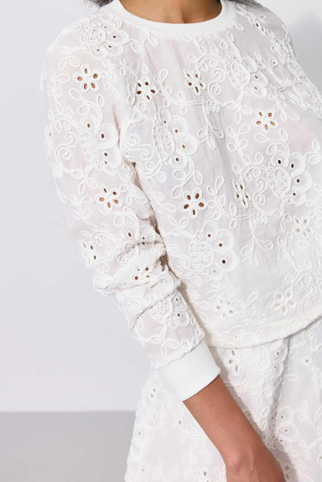 Sweatshirt LUCY IN THE SKY richelieu white embroidery