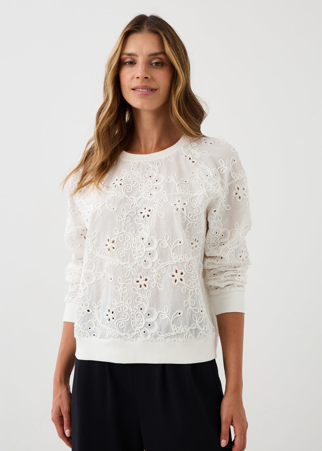 Sweatshirt LUCY IN THE SKY richelieu white embroidery