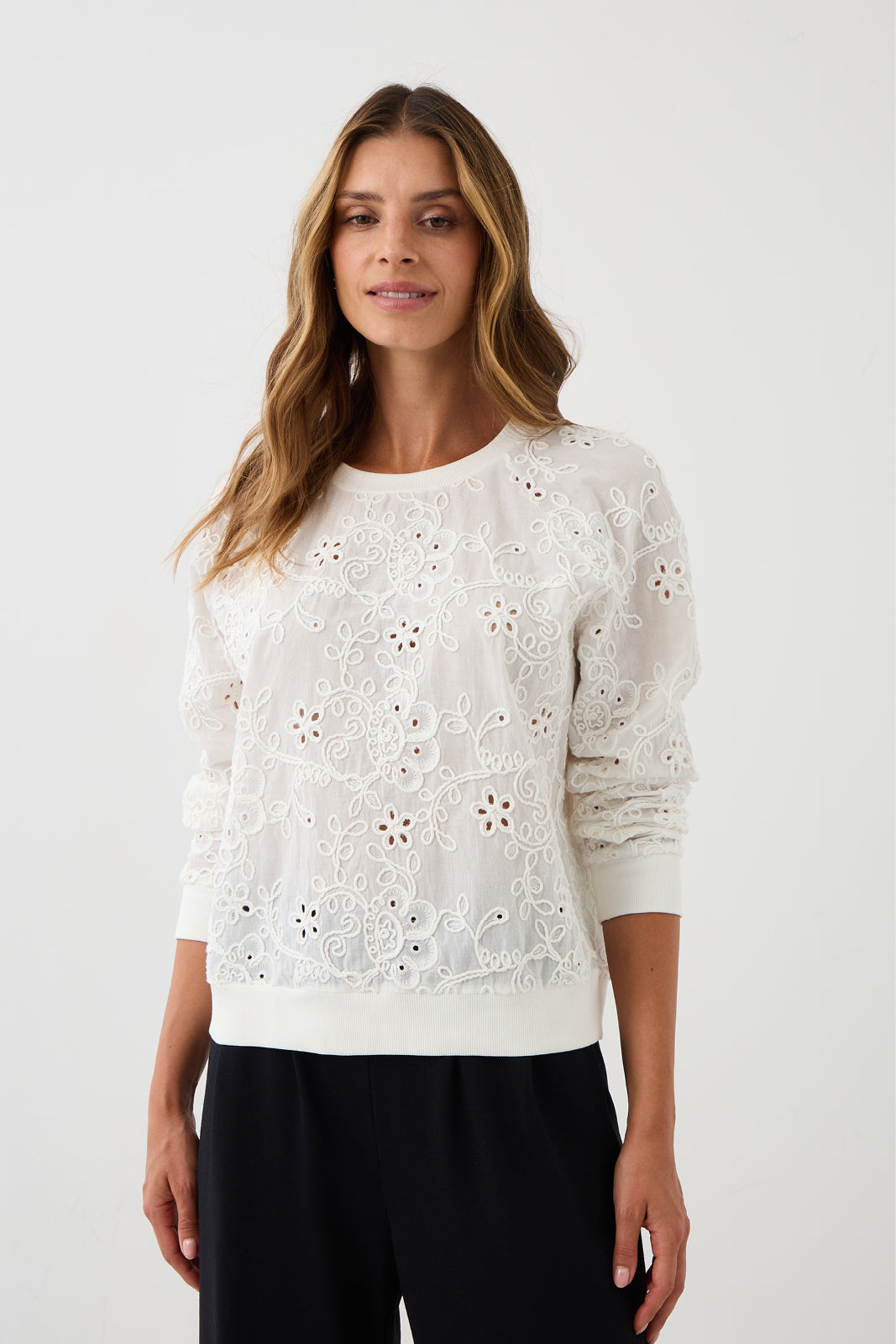 Sweatshirt LUCY IN THE SKY richelieu white embroidery