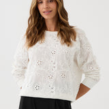 Sweatshirt LUCY IN THE SKY richelieu white embroidery