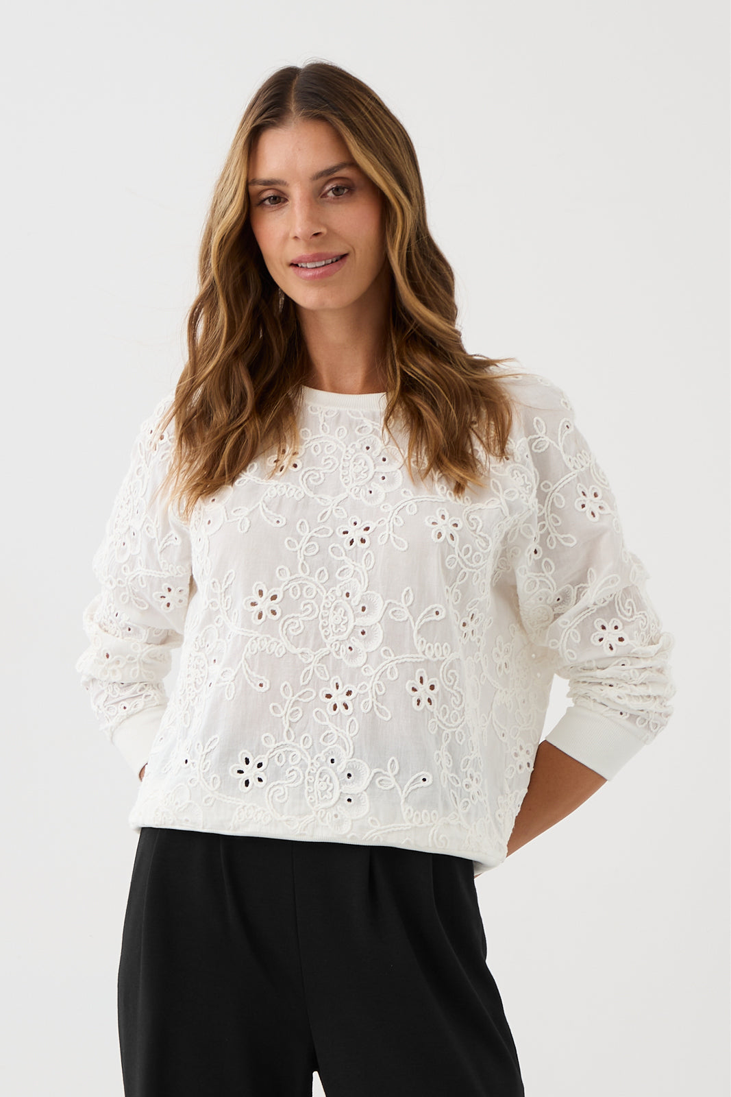 Sweatshirt LUCY IN THE SKY richelieu white embroidery