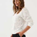 Sweatshirt LUCY IN THE SKY richelieu white embroidery