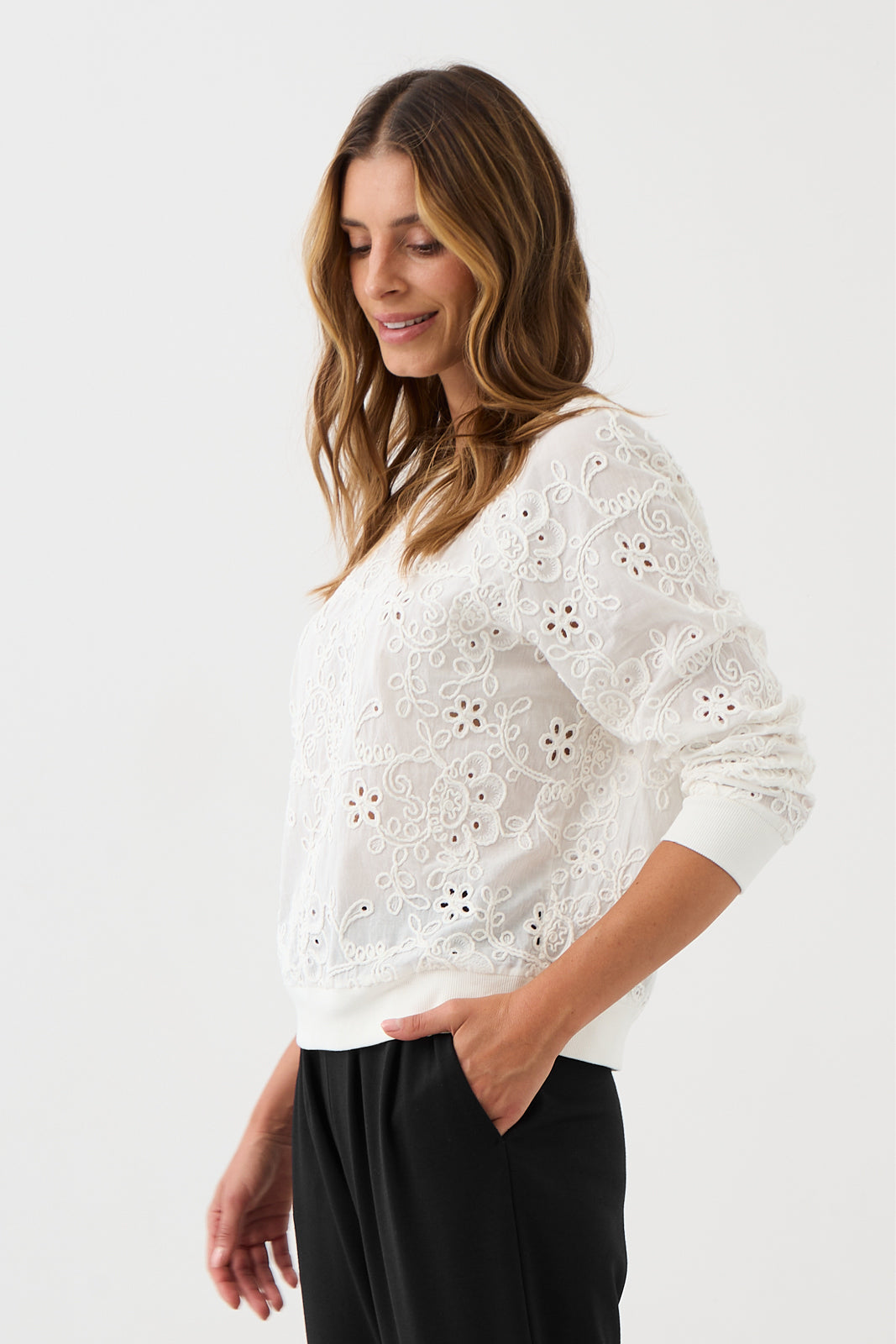 Sweatshirt LUCY IN THE SKY richelieu white embroidery
