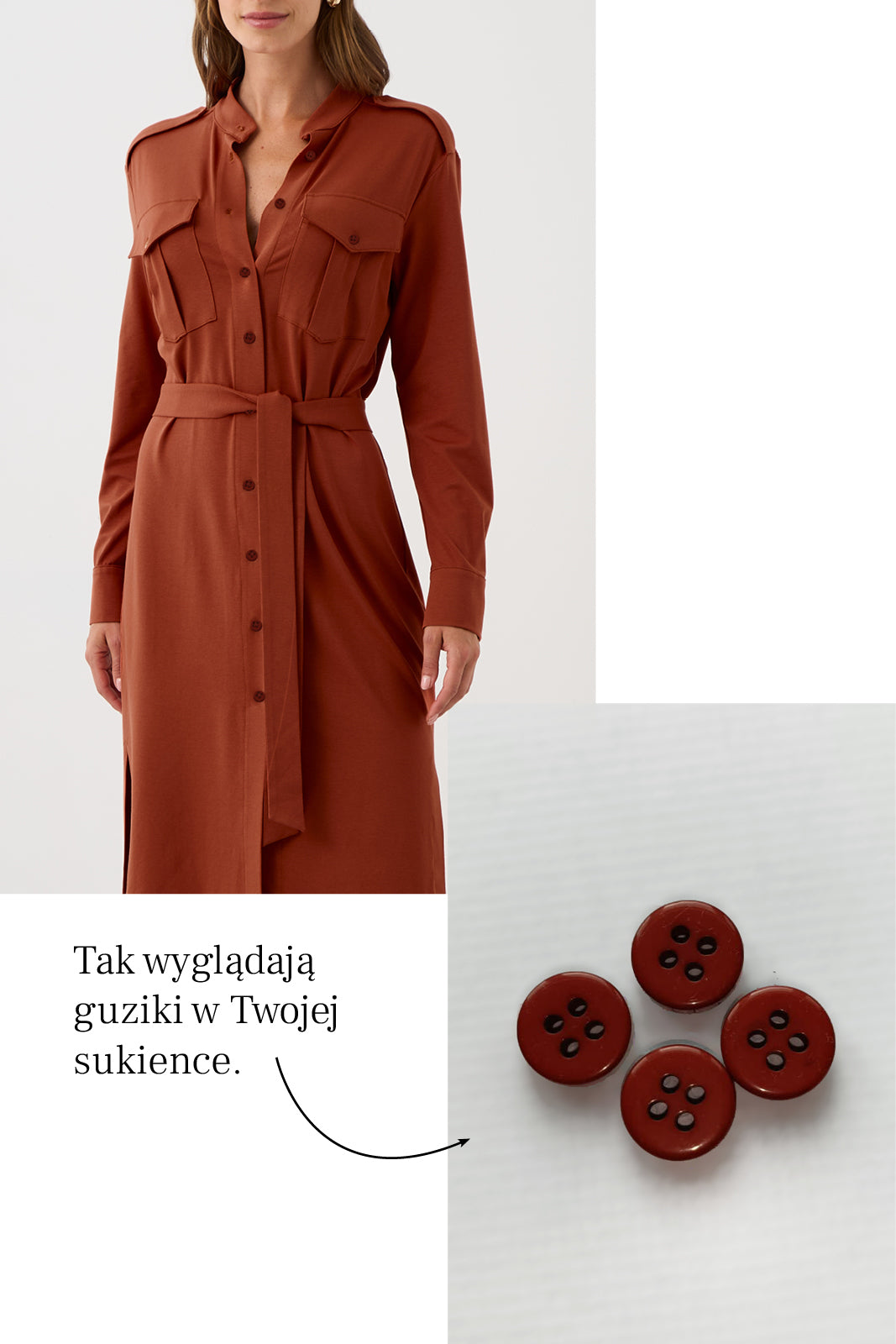 Dress OFFICE QUEEN WITHOUT POCKETS rusty