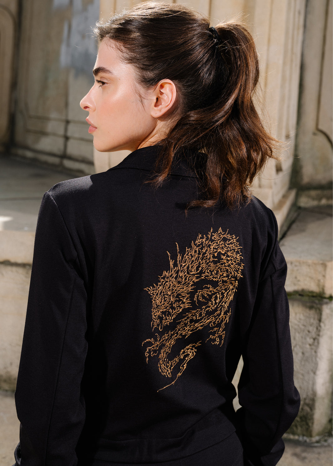 Jumpsuit WORKWEAR black Swanski Studio embroidery