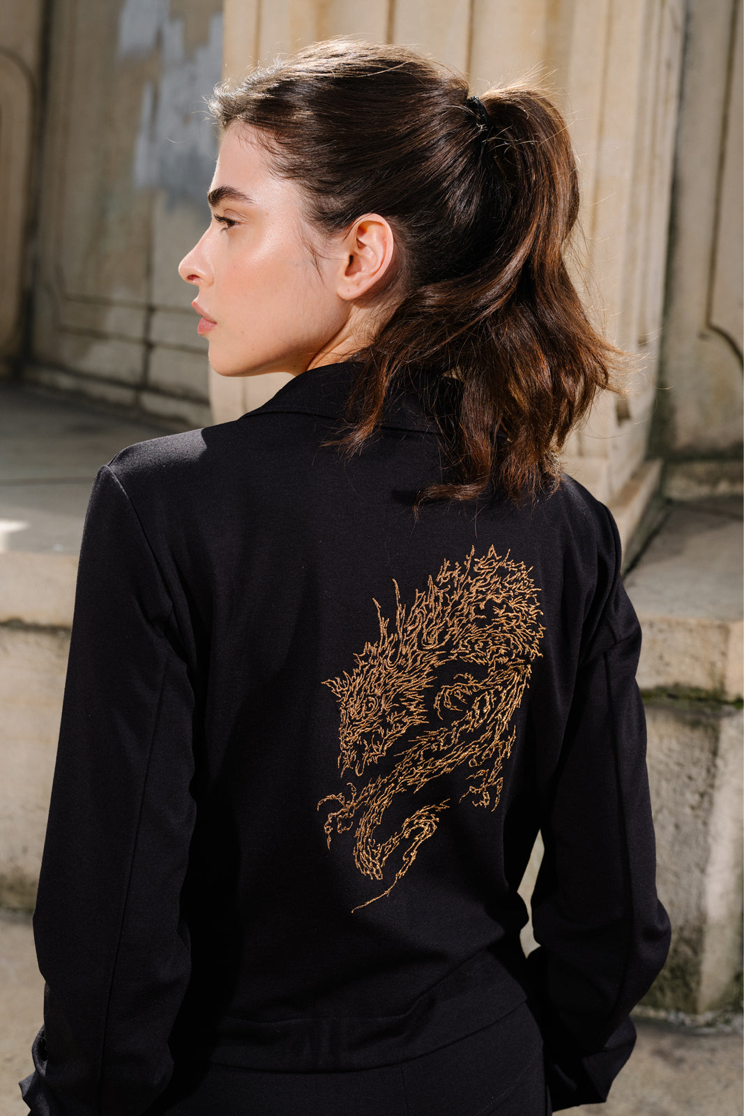 Jumpsuit WORKWEAR black Swanski Studio embroidery