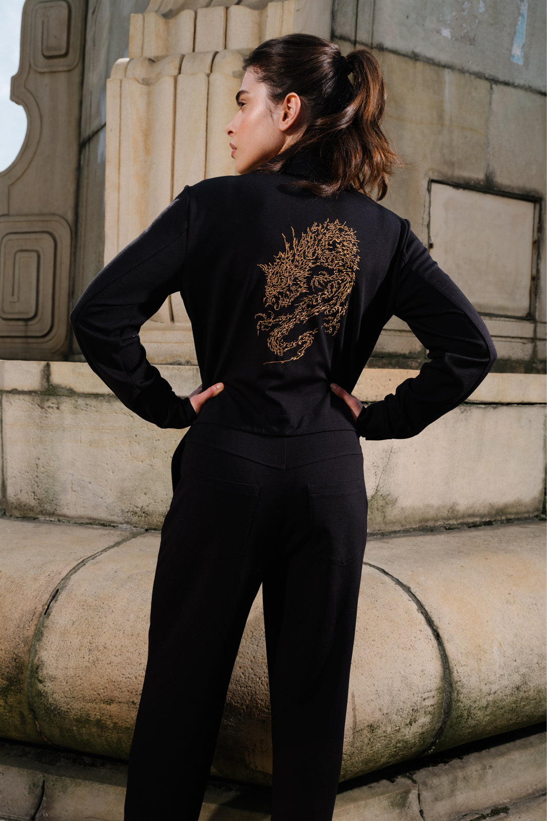 Jumpsuit WORKWEAR black Swanski Studio embroidery