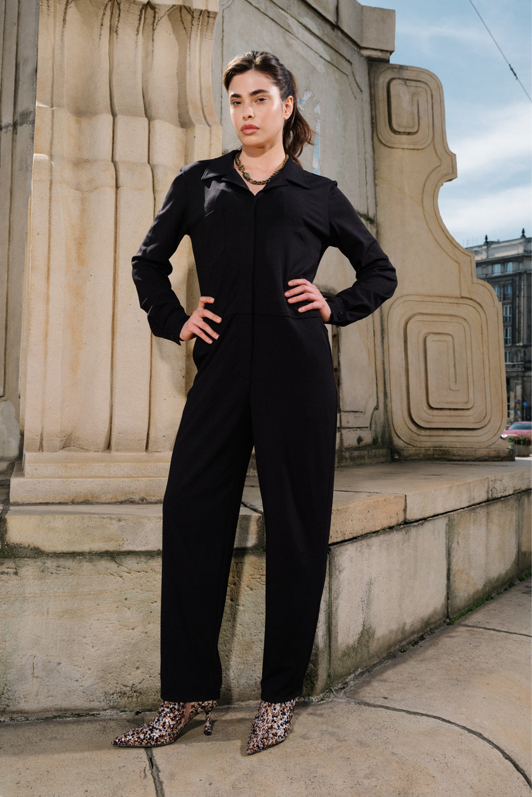 Jumpsuit WORKWEAR black Swanski Studio embroidery