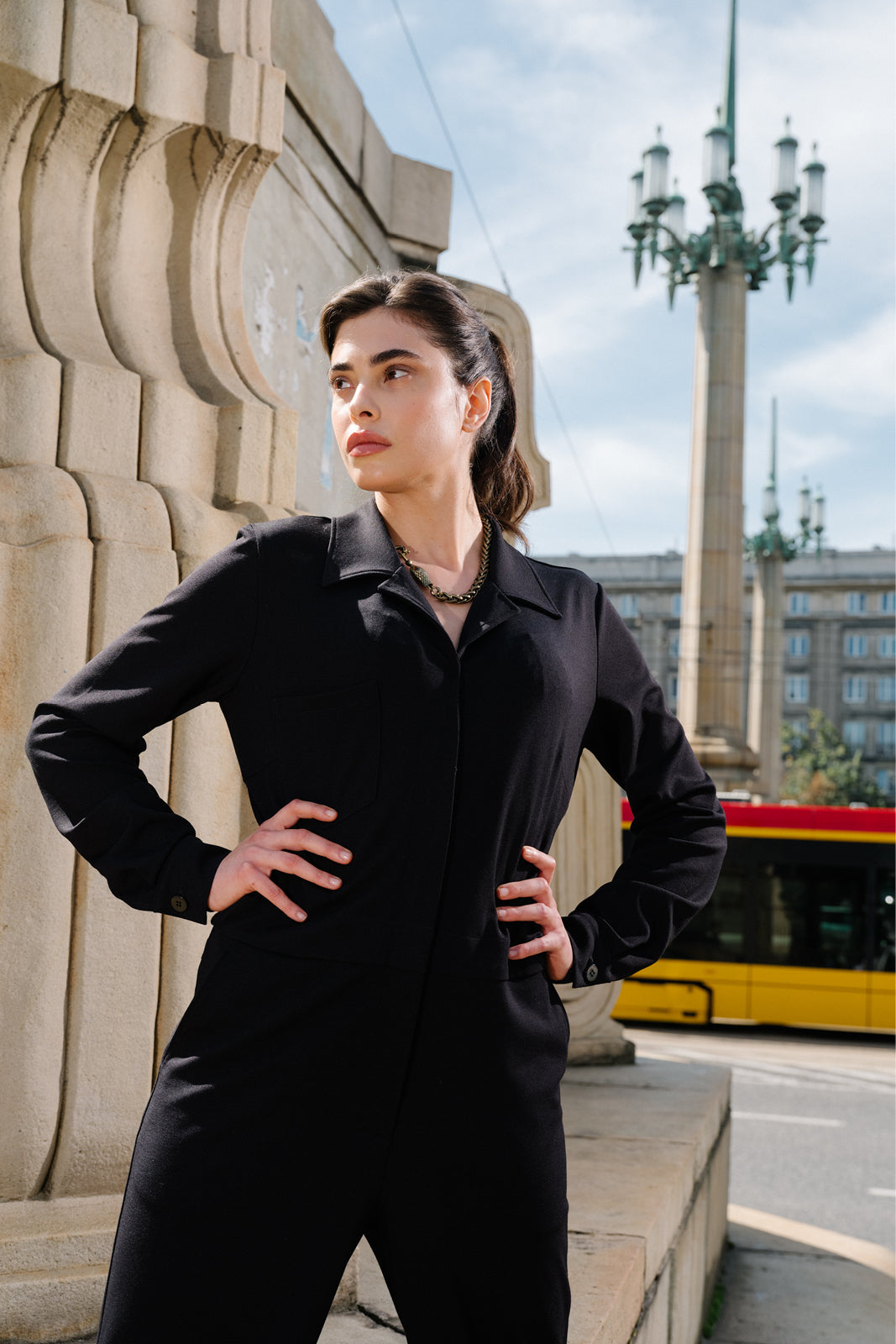 Jumpsuit WORKWEAR black Swanski Studio embroidery