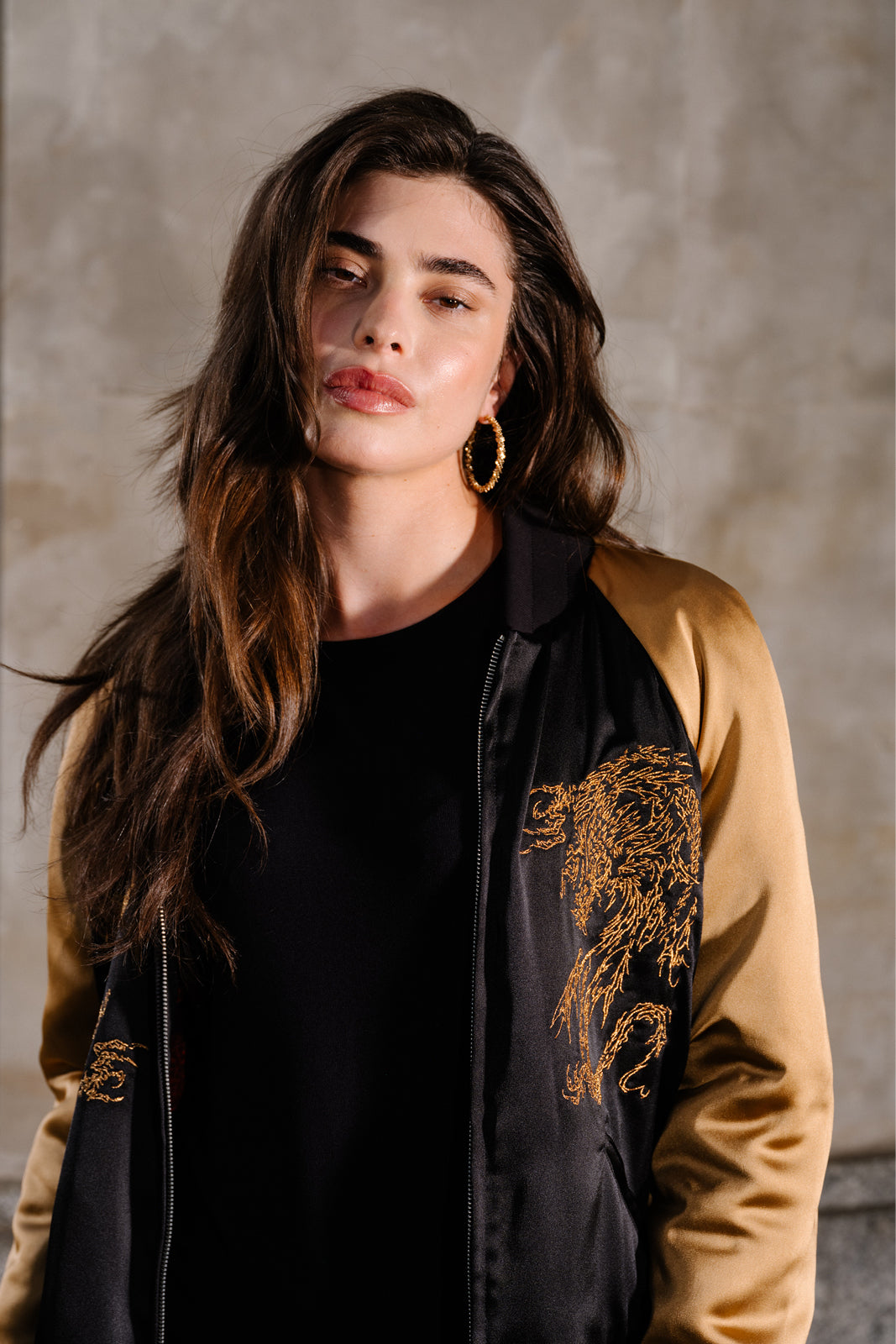 SUKA JACKET black & gold Swanski Studio embroidery