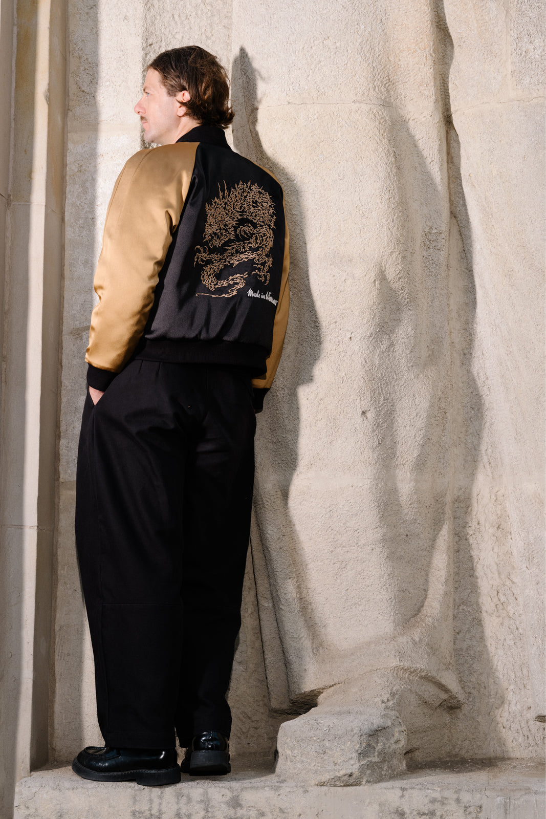 SUKA JACKET black & gold Swanski Studio embroidery