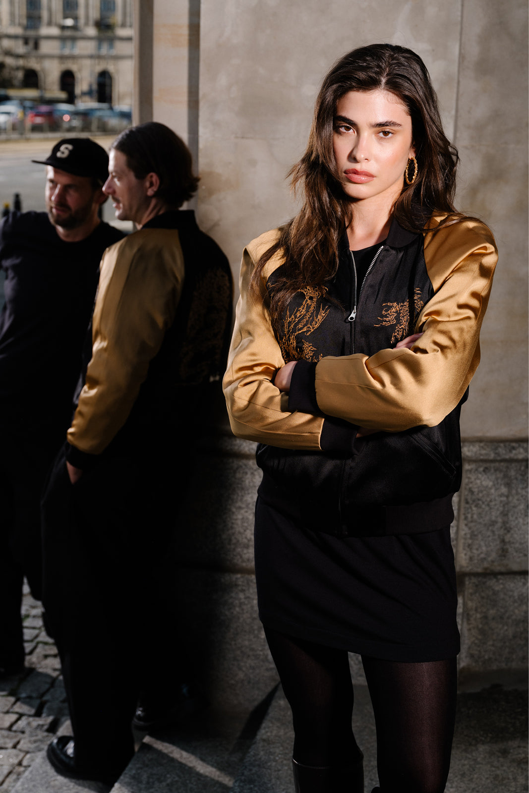 SUKA JACKET black & gold Swanski Studio embroidery