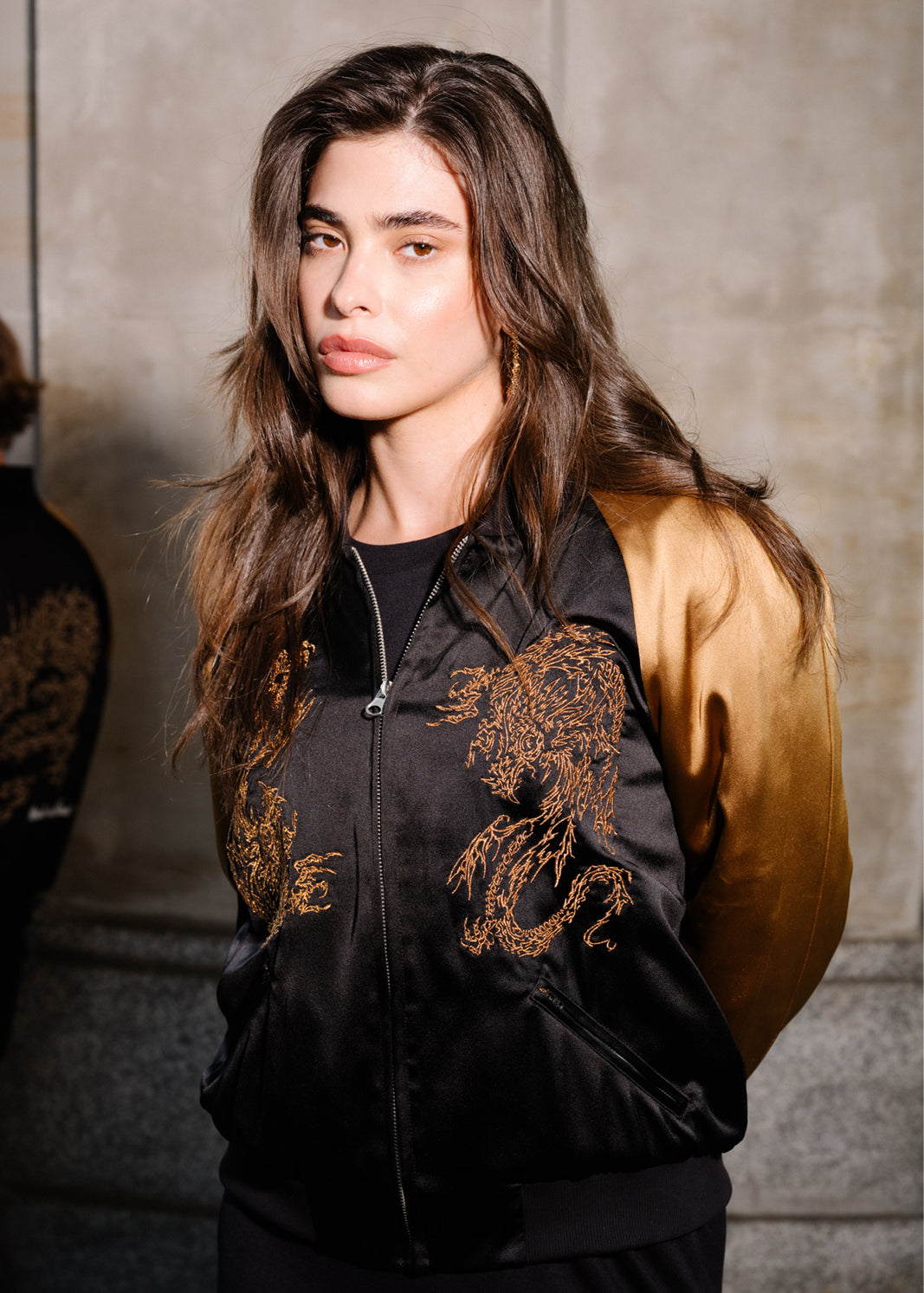 SUKA JACKET black & gold Swanski Studio embroidery