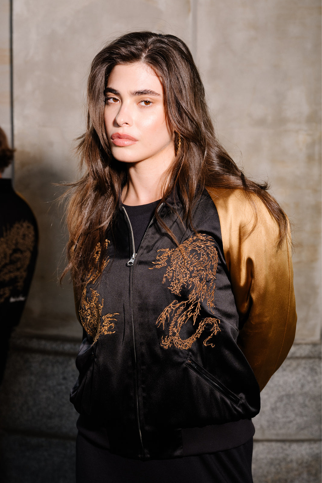 SUKA JACKET black & gold Swanski Studio embroidery