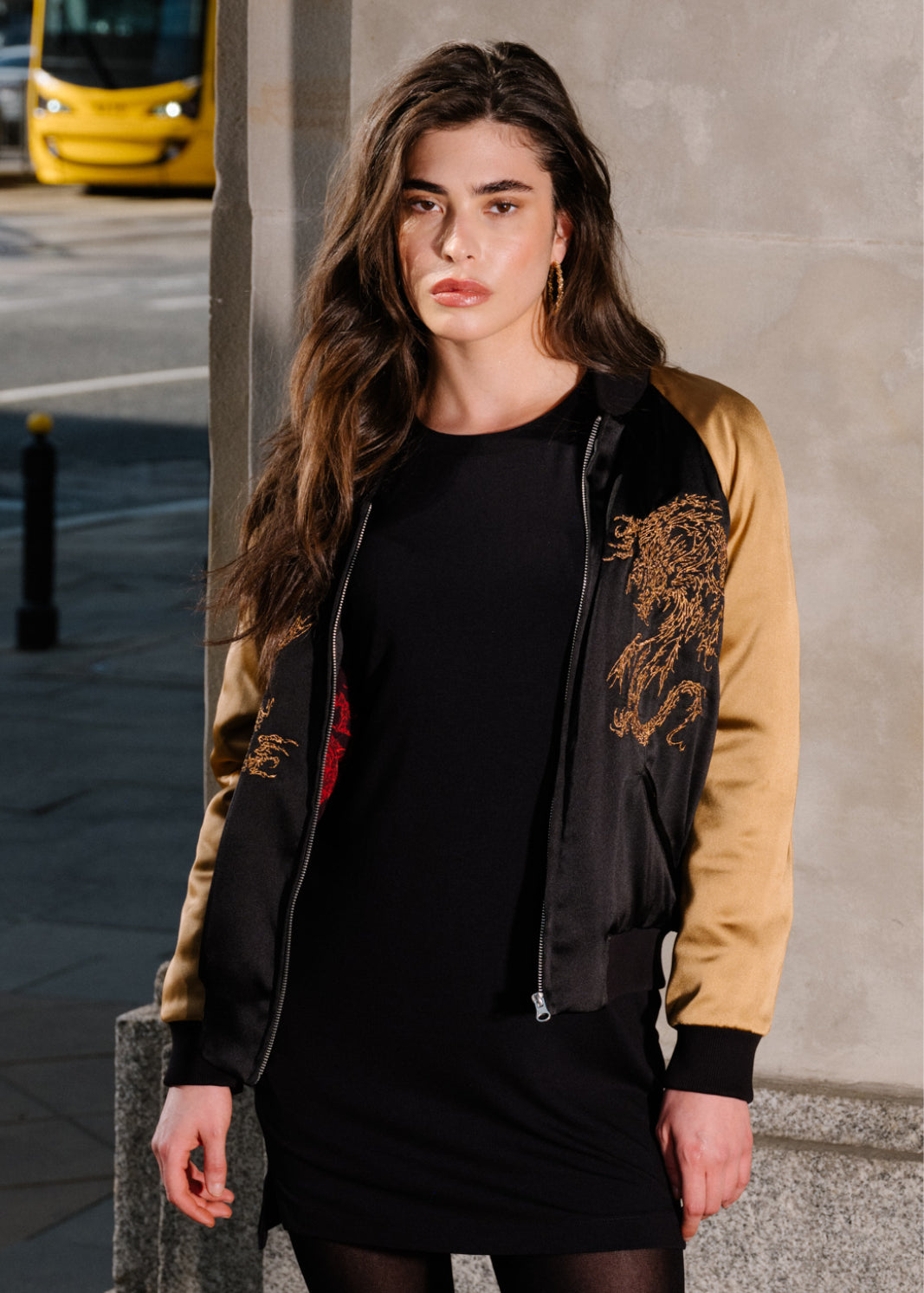 SUKA JACKET black & gold Swanski Studio embroidery
