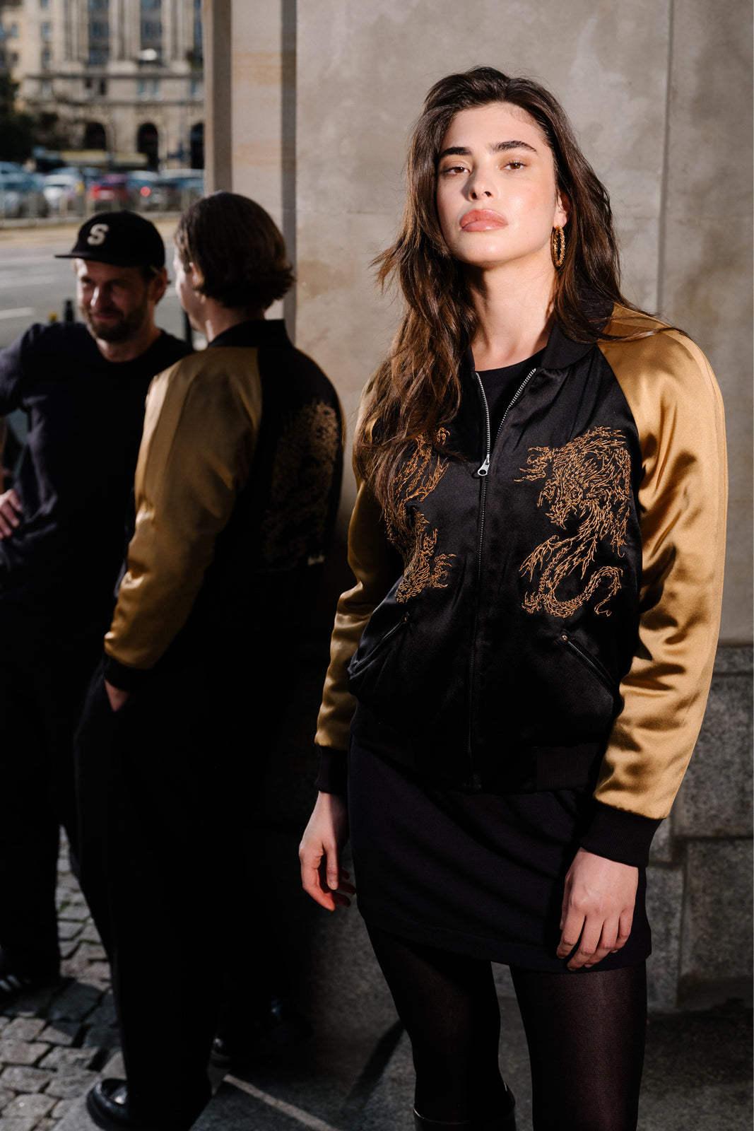 SUKA JACKET black & gold Swanski Studio embroidery