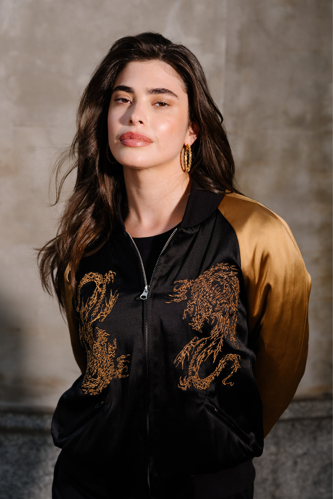 SUKA JACKET black & gold Swanski Studio embroidery