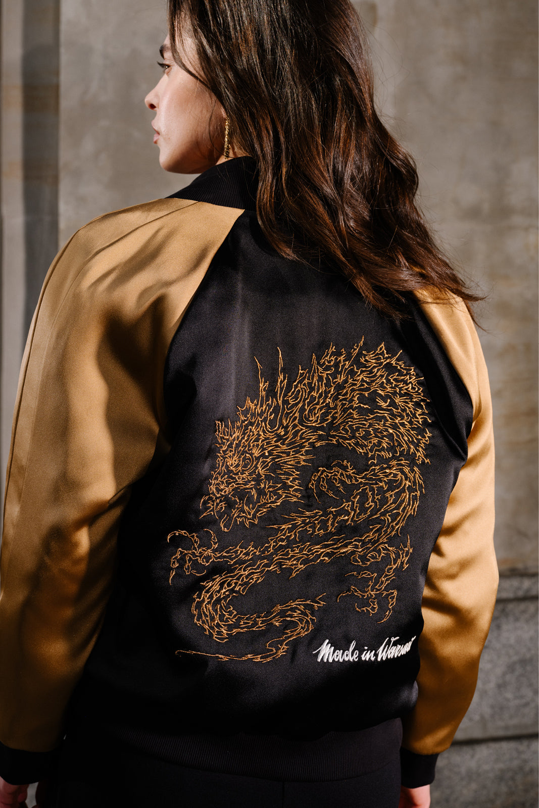 SUKA JACKET black & gold Swanski Studio embroidery