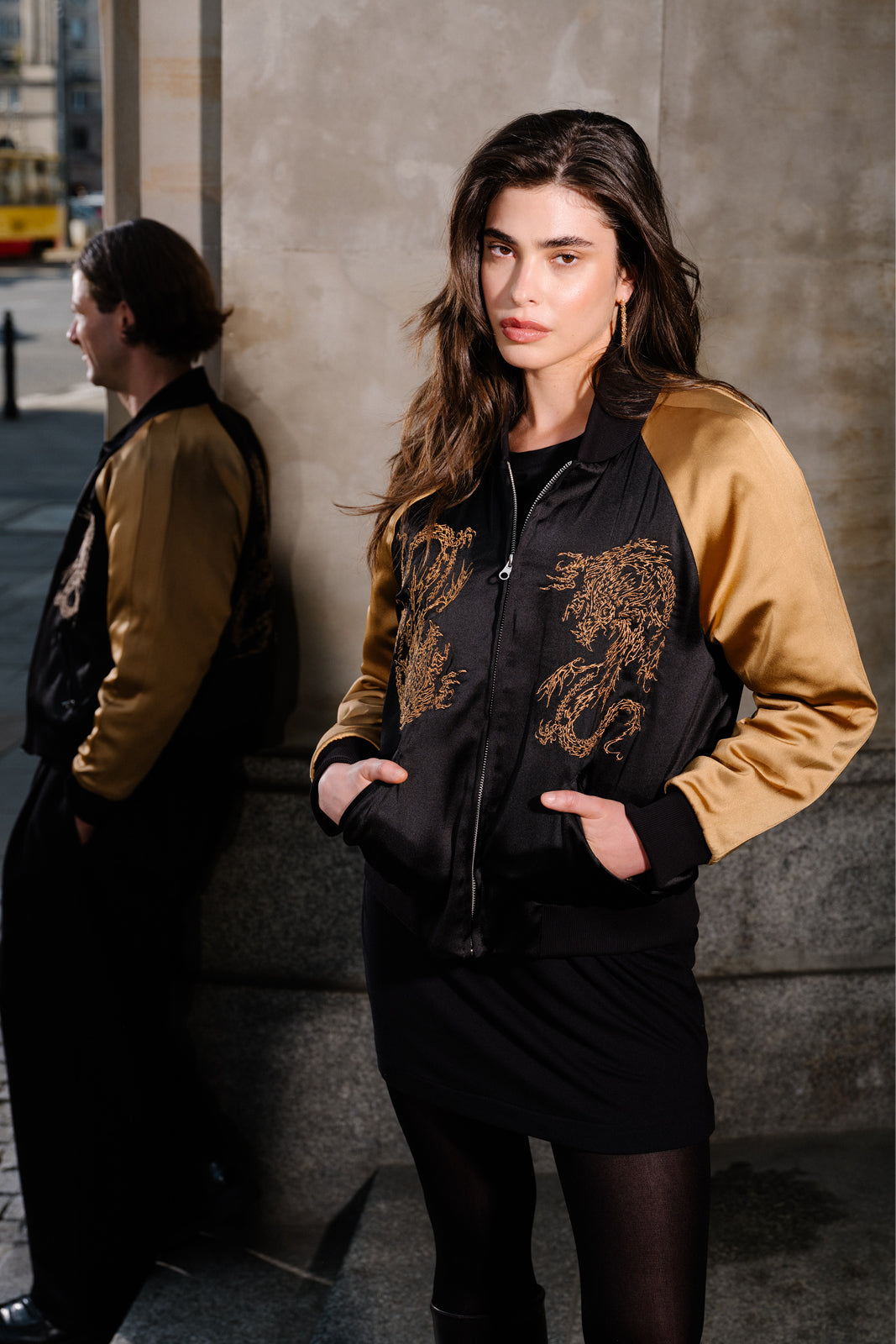 SUKA JACKET black & gold Swanski Studio embroidery