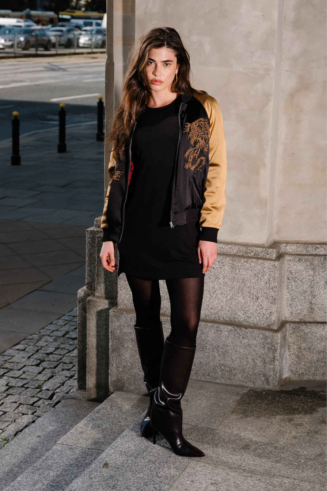 SUKA JACKET black & gold Swanski Studio embroidery