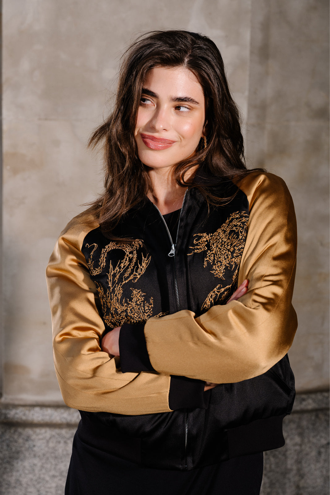 SUKA JACKET black & gold Swanski Studio embroidery