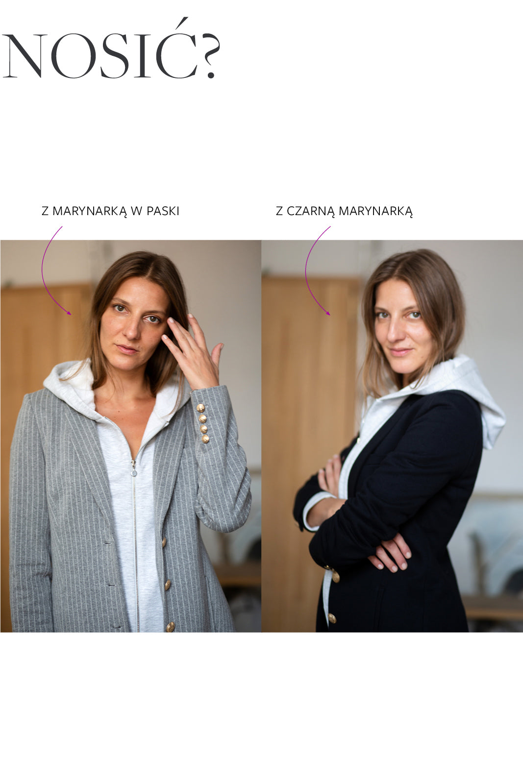 Stylizacje z marynarką w paski i czarną marynarką – elegancka moda damska z komfortem