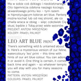 Niebieski print leo art blue – dziki, akwarelowy wzór w odcieniach art blue, projekt Antoni Mroziński