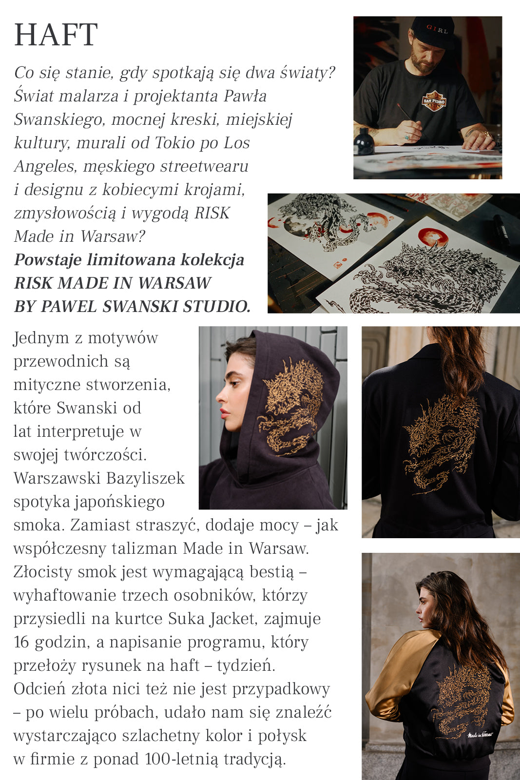 SUKA JACKET black & gold Swanski Studio embroidery