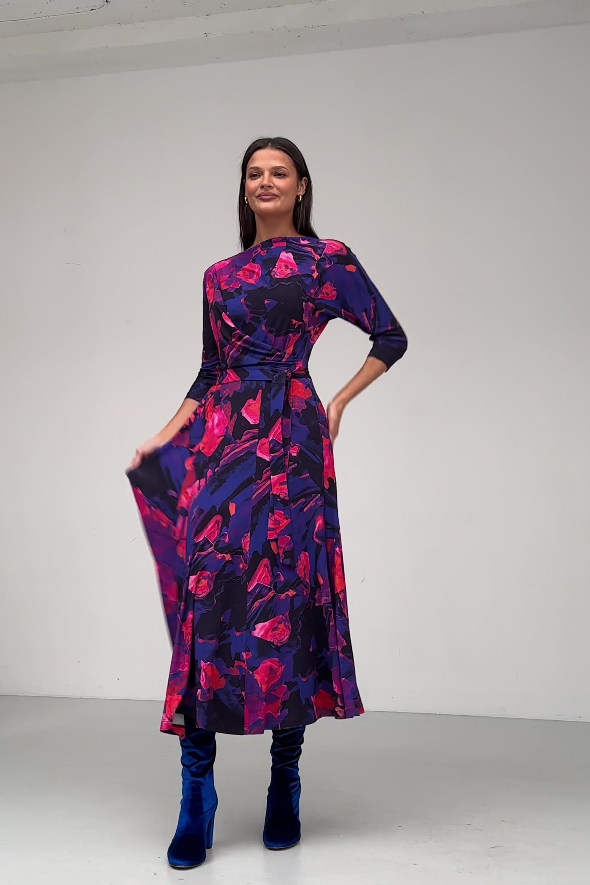 Dress OPERA Dreamworld orange & violet print
