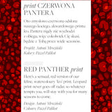 Czerwony print pantera – akwarelowy wzór leoparadowy, idealny na wiele sezonów, projekt Antoni Mroziński
