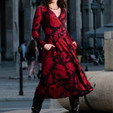Dress DREAMGIRL with long sleeves Swanski Studio red print
