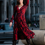 Dress DREAMGIRL with long sleeves Swanski Studio red print