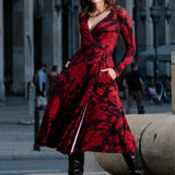 Dress DREAMGIRL with long sleeves Swanski Studio red print
