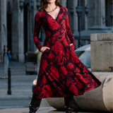 Dress DREAMGIRL with long sleeves Swanski Studio red print