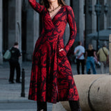 Dress DREAMGIRL with long sleeves Swanski Studio red print