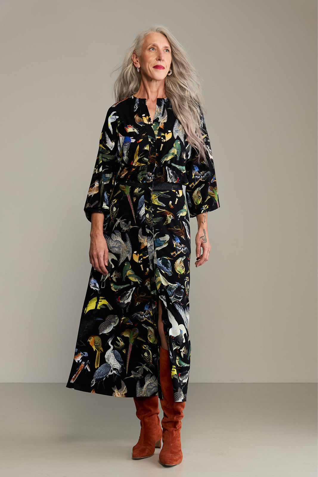 Sukienka SIMPLY ME print ptaki Warszawy